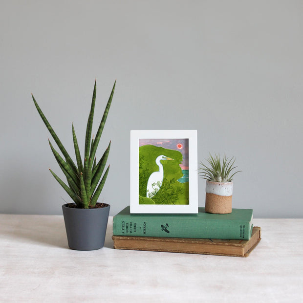 Framed Mini Egret Watercolor Print