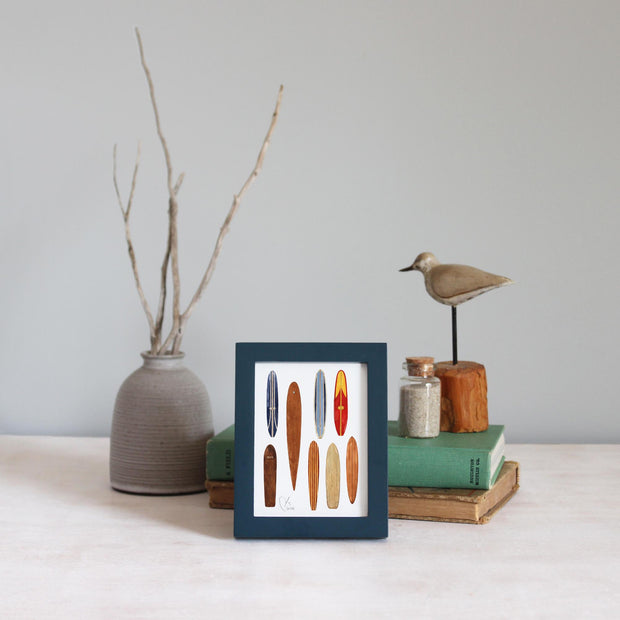 Framed Mini Vintage Surfboards Print Tabletop Frame