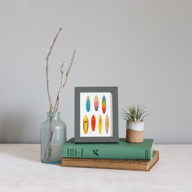 Framed Mini Vintage Surfboards 70s and 80s Print