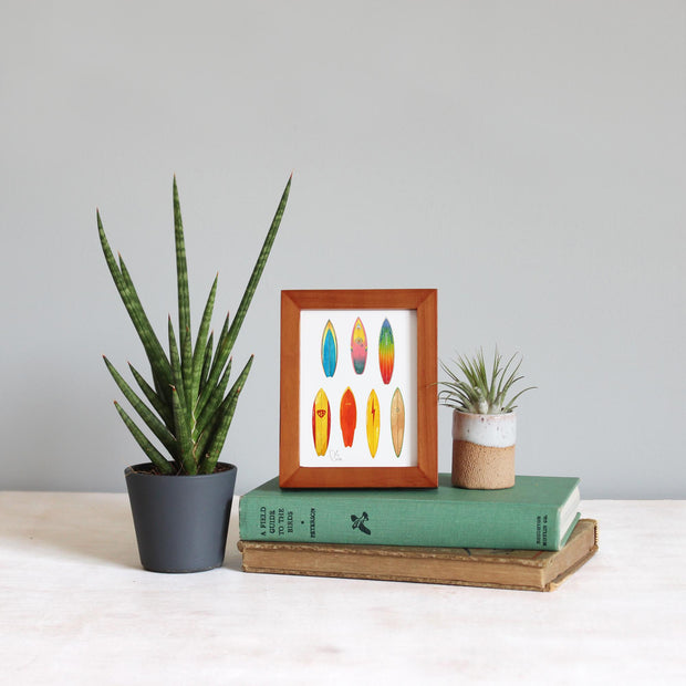 Framed Mini Vintage Surfboards 70s and 80s Print