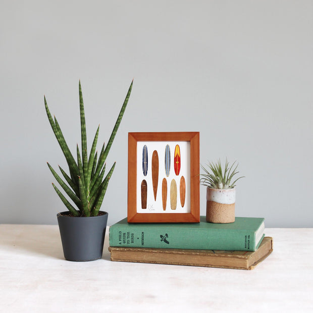 Framed Mini Vintage Surfboards Print Tabletop Frame