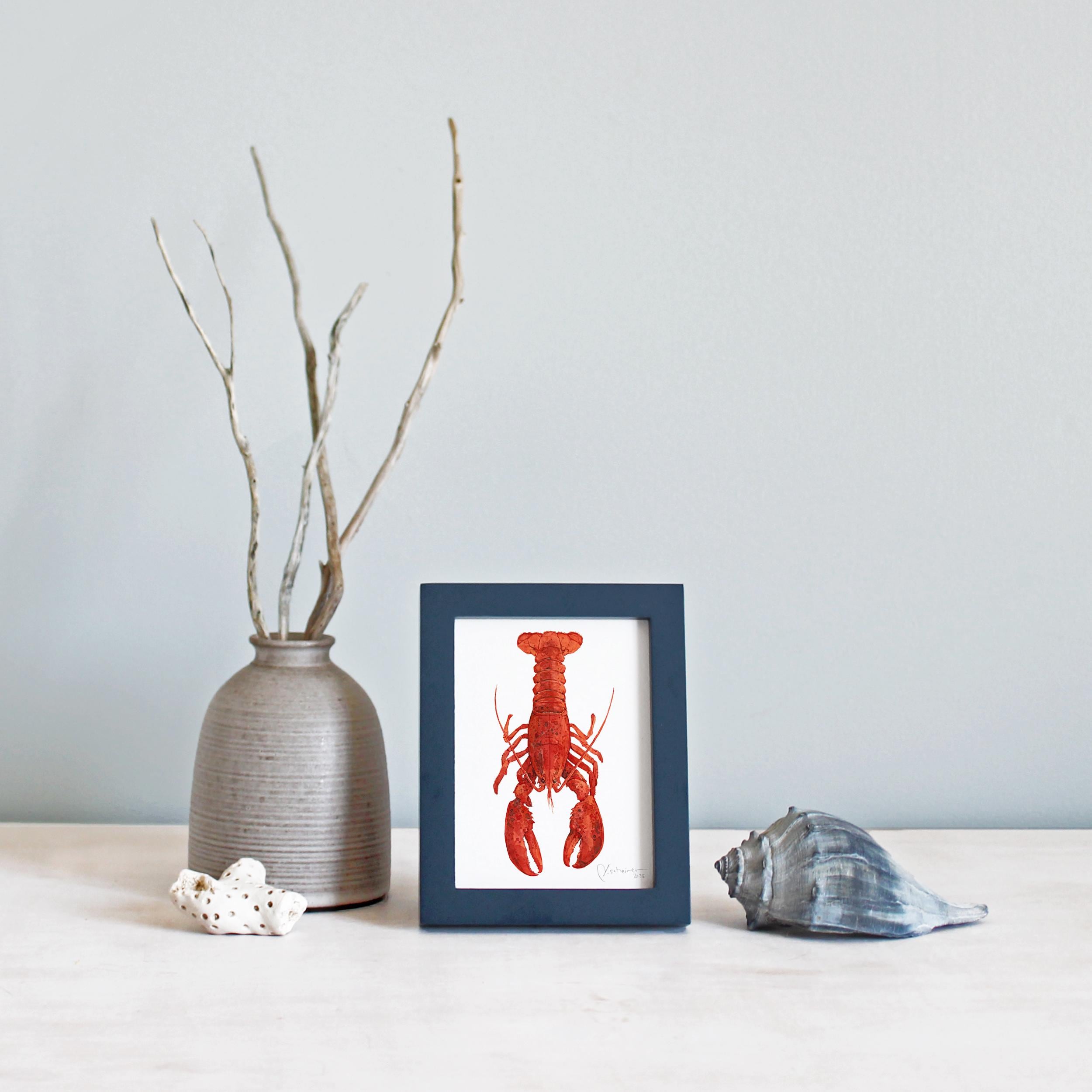 Framed Mini Lobster Watercolor Print