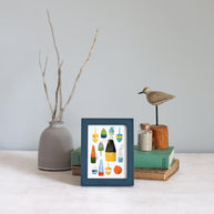 Framed Mini Lobster Buoys Watercolor Print Tabletop Frame Maritime Living