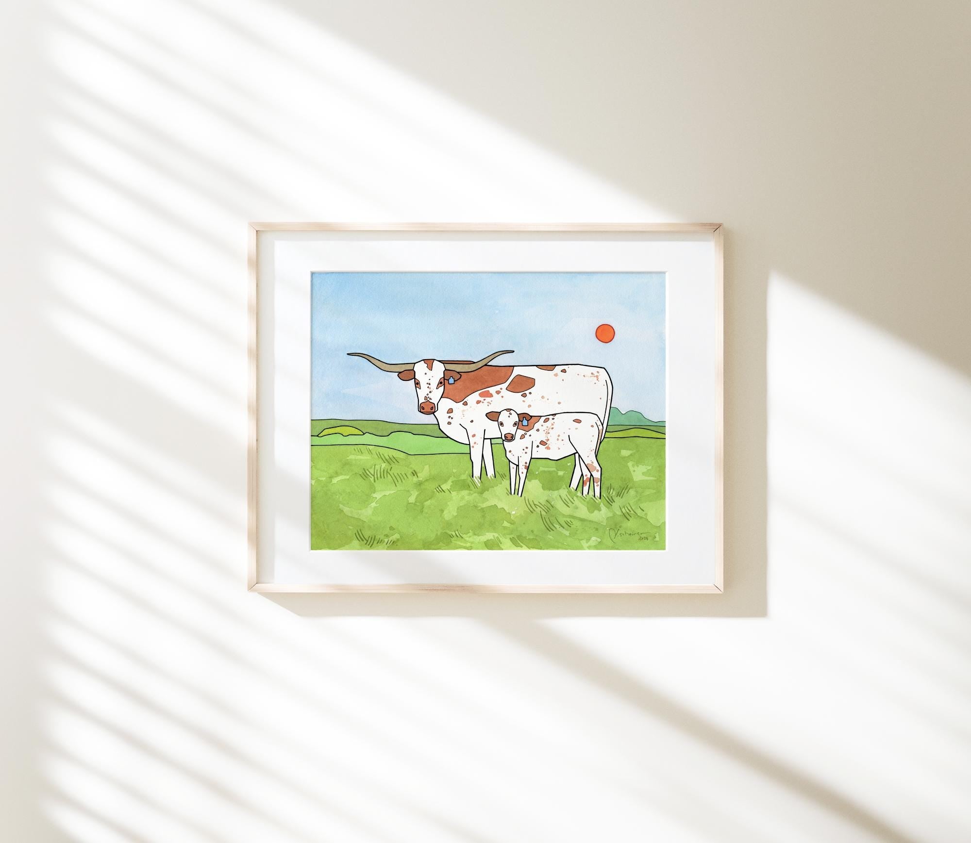 Longhorn Cows Print