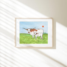 Longhorn Cows Print