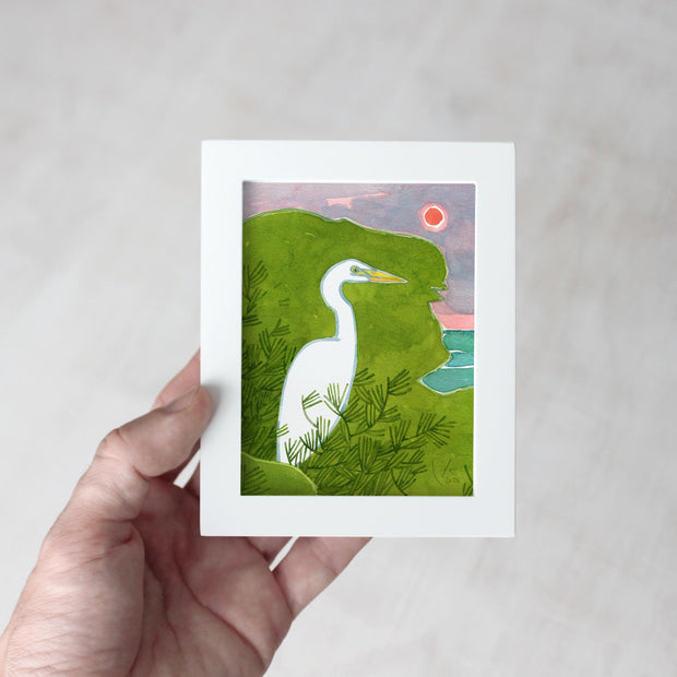 Framed Mini Egret Watercolor Print
