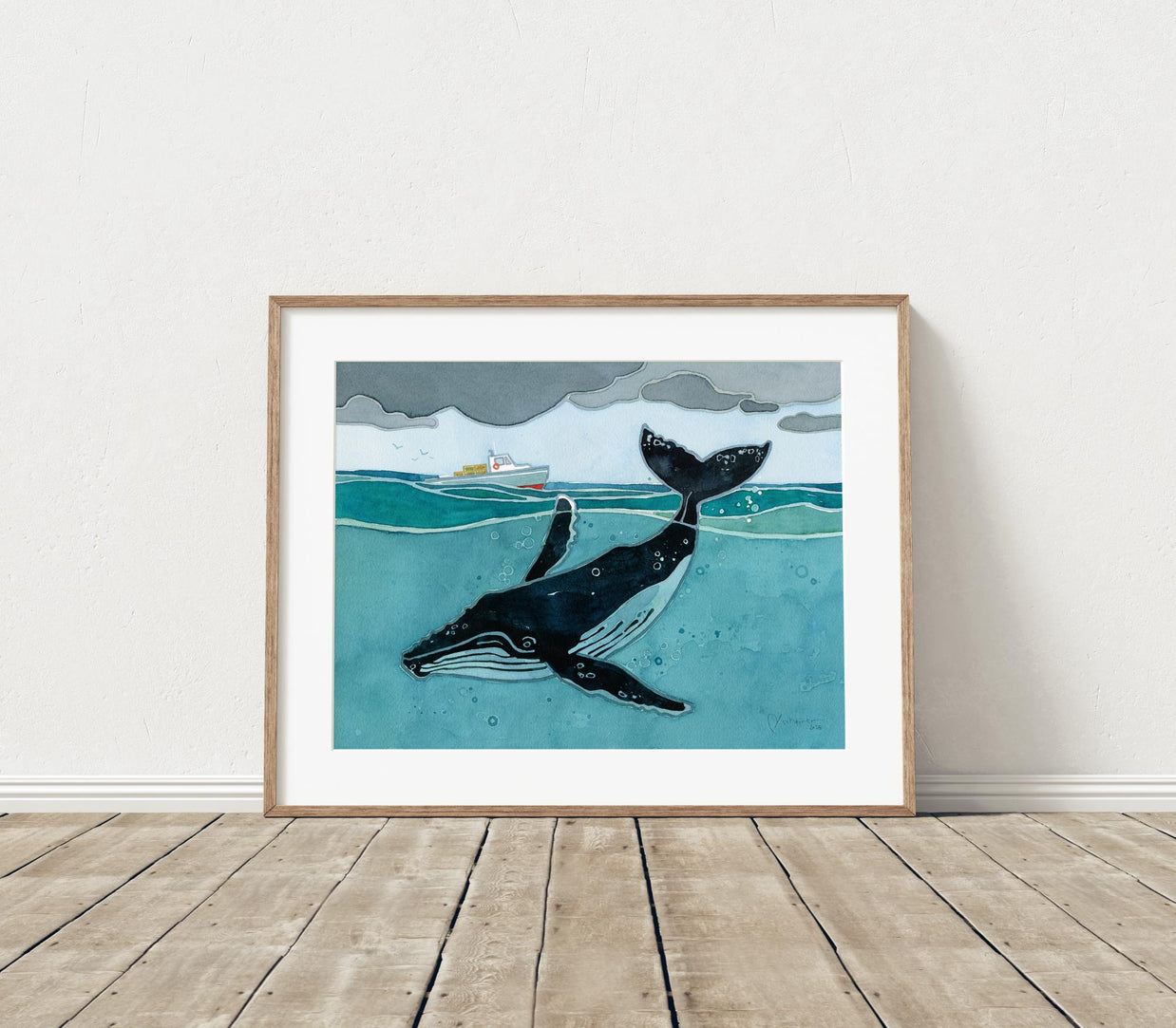 Whale and Lobster Boat Print