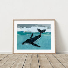 Whale and Lobster Boat Print