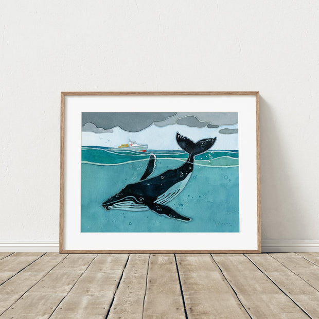 Whale and Lobster Boat Print