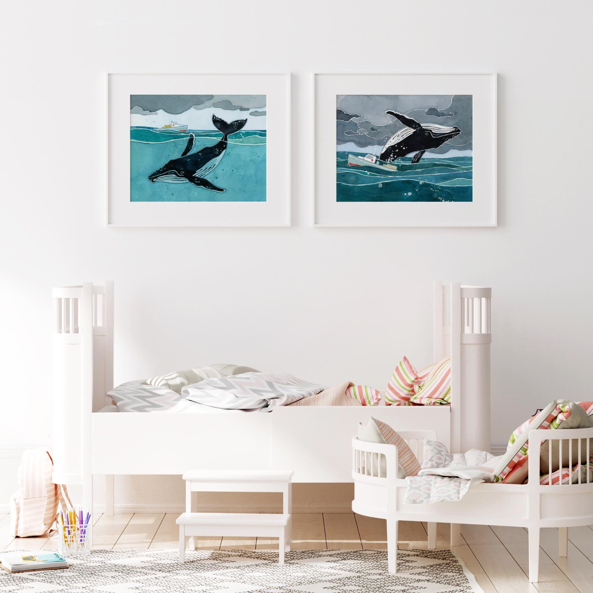 Whale and Lobster Boat Print