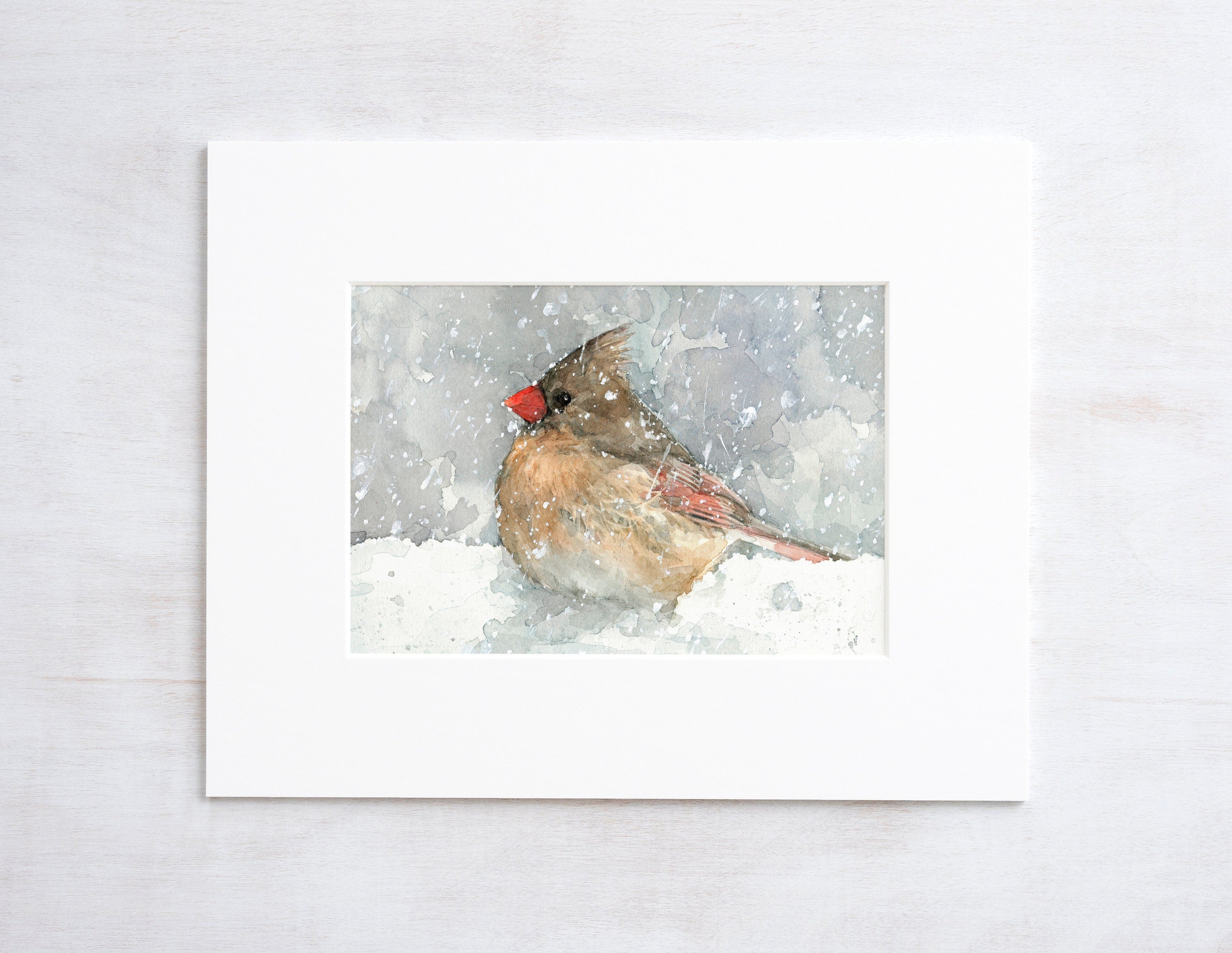 Female Cardinal in Snow Print