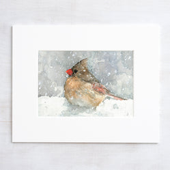 Female Cardinal in Snow Print