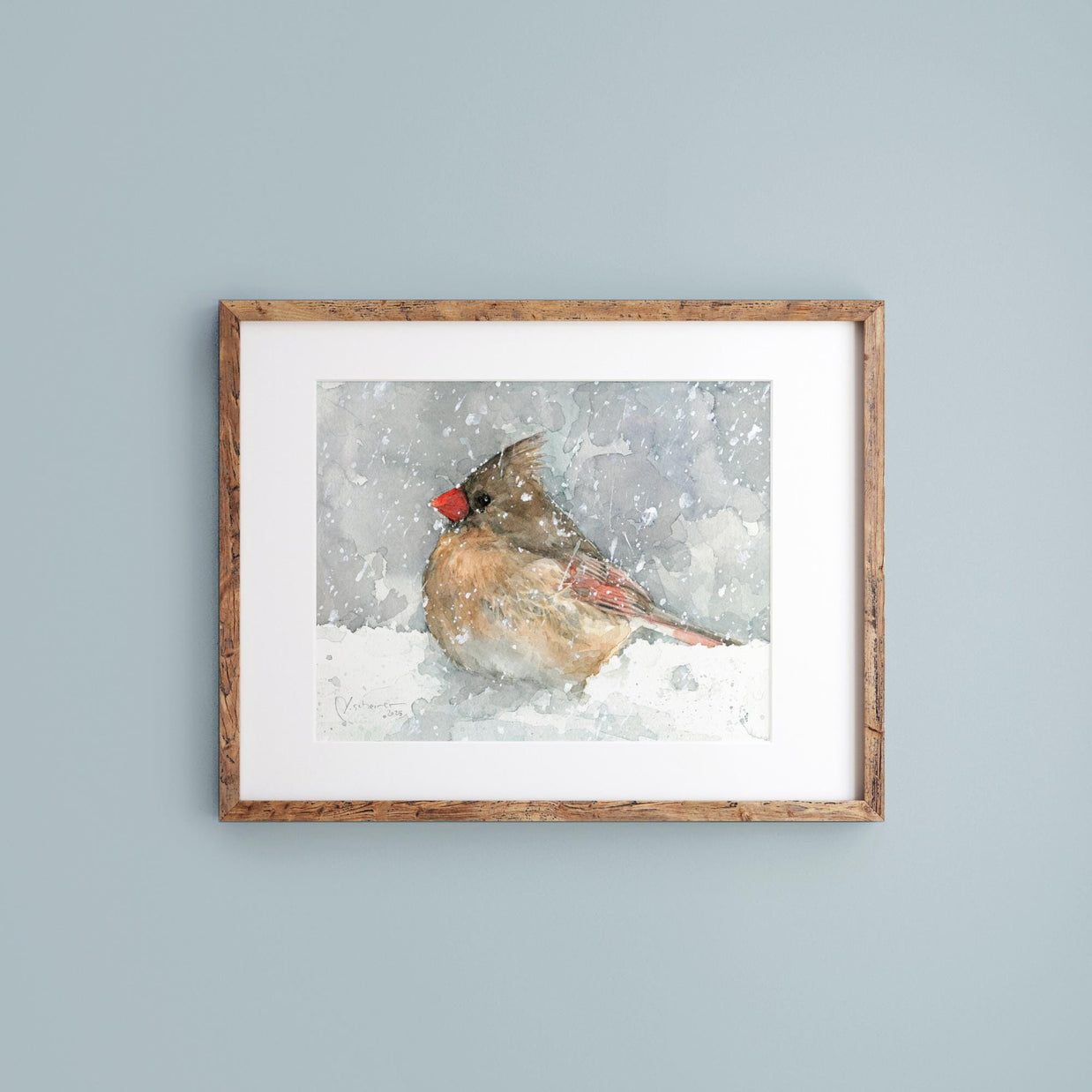 Female Cardinal in Snow Print