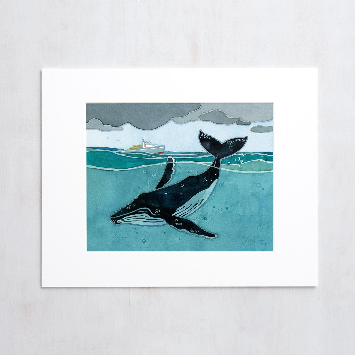 Whale and Lobster Boat Print