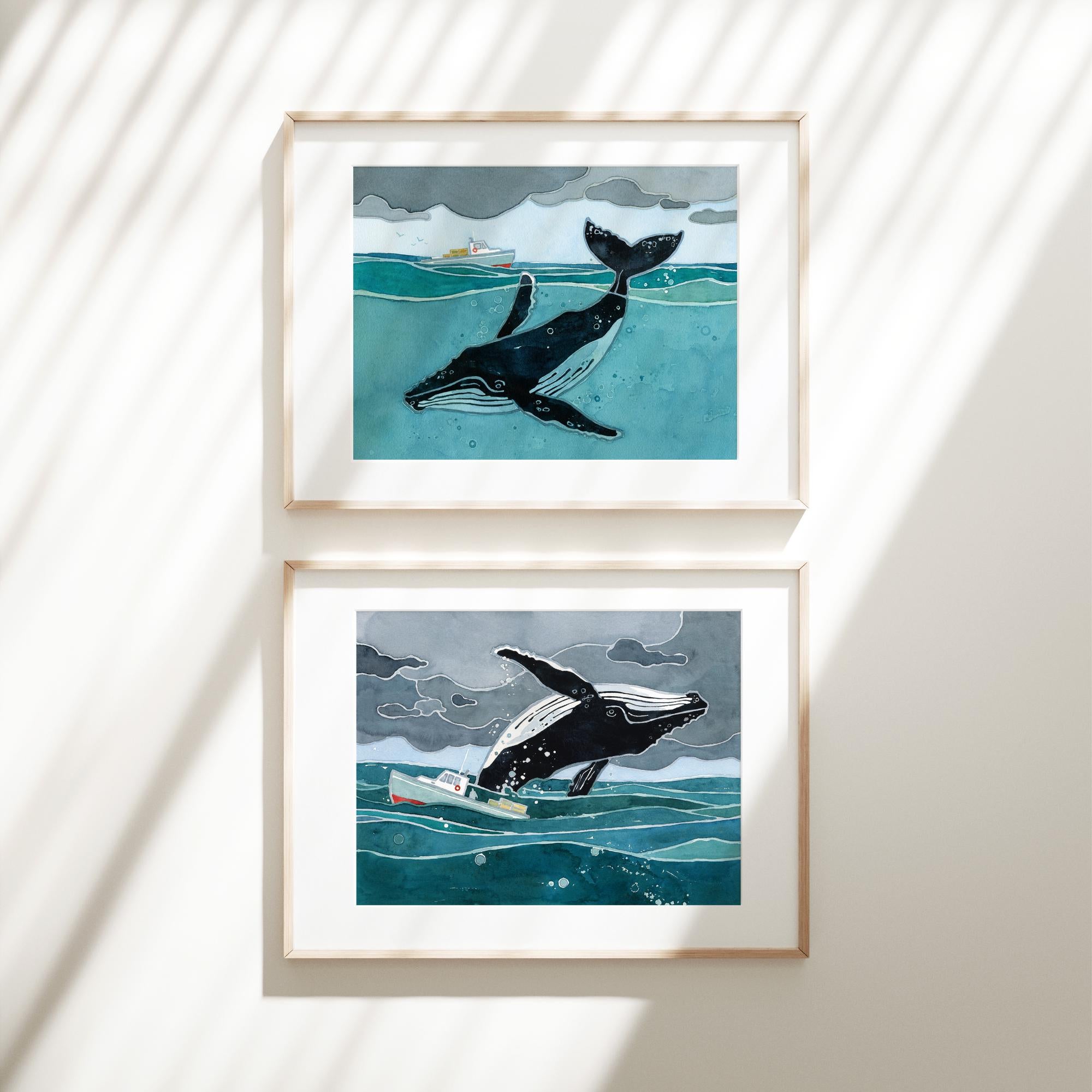 Whale and Lobster Boat Print