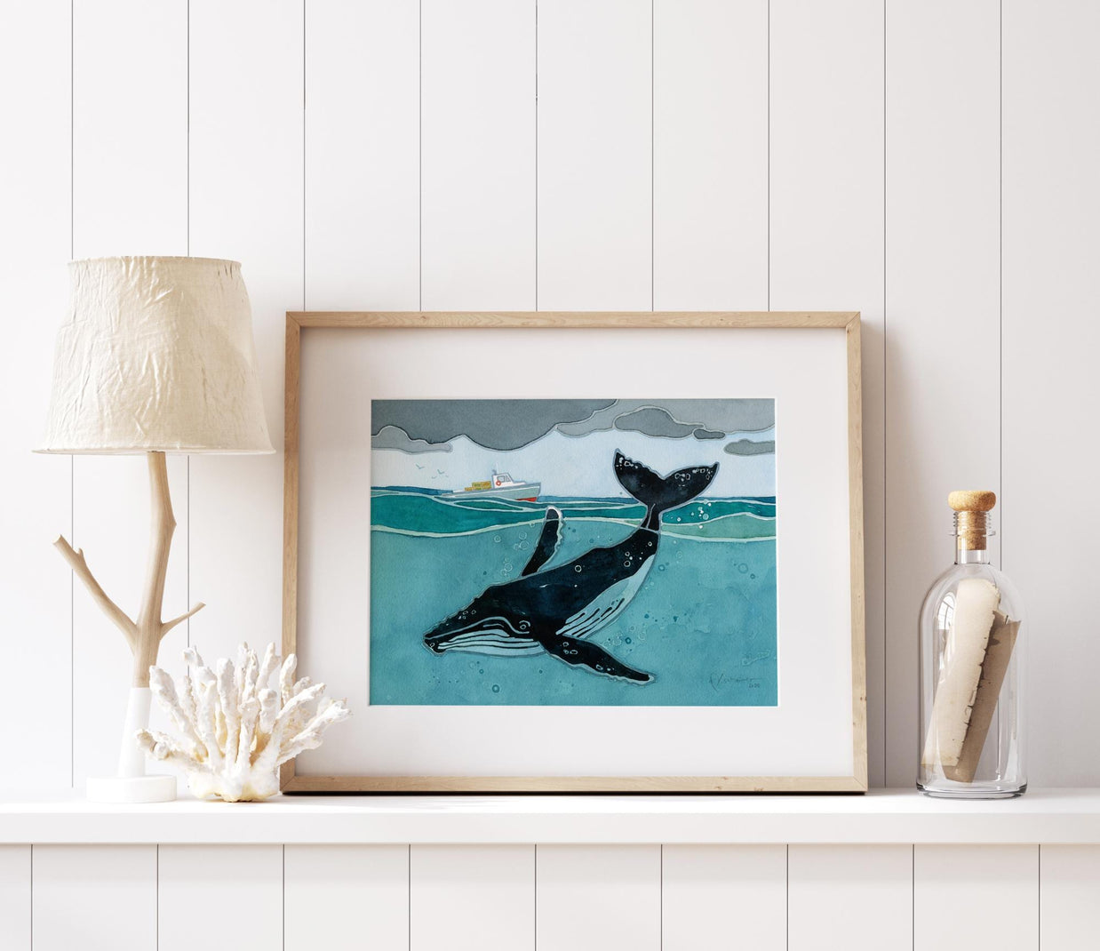 Whale and Lobster Boat Print