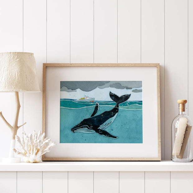 Whale and Lobster Boat Print
