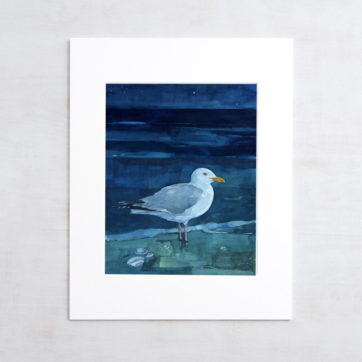 Herring Gull at Night Seascape Print