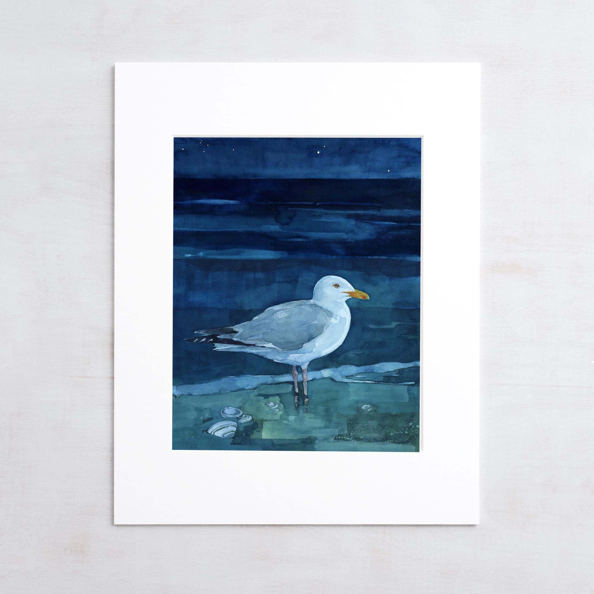 Herring Gull at Night Seascape Print