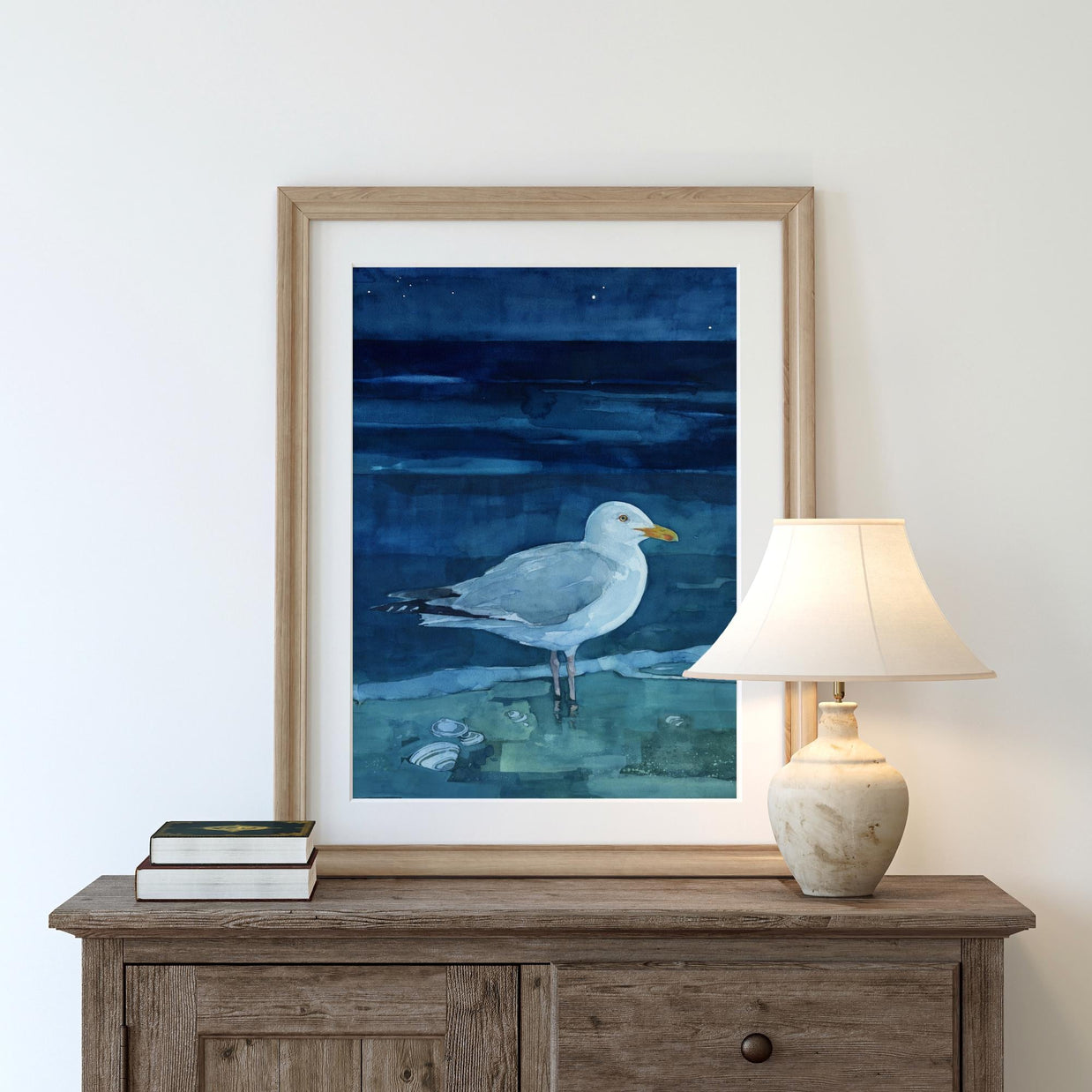 Herring Gull at Night Seascape Print