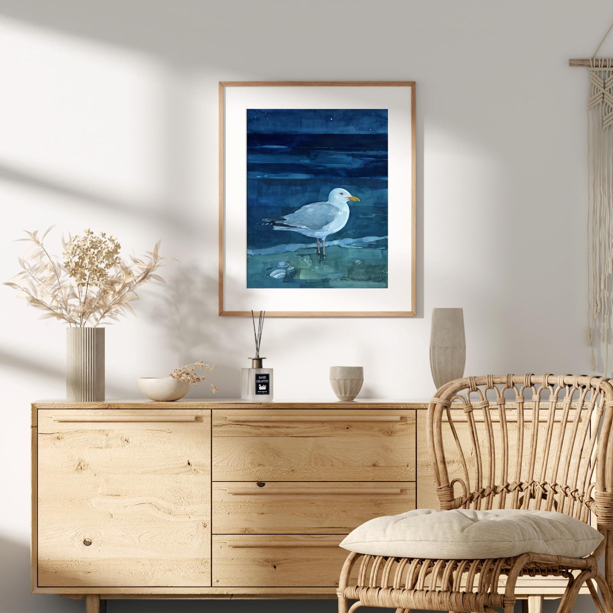 Herring Gull at Night Seascape Print