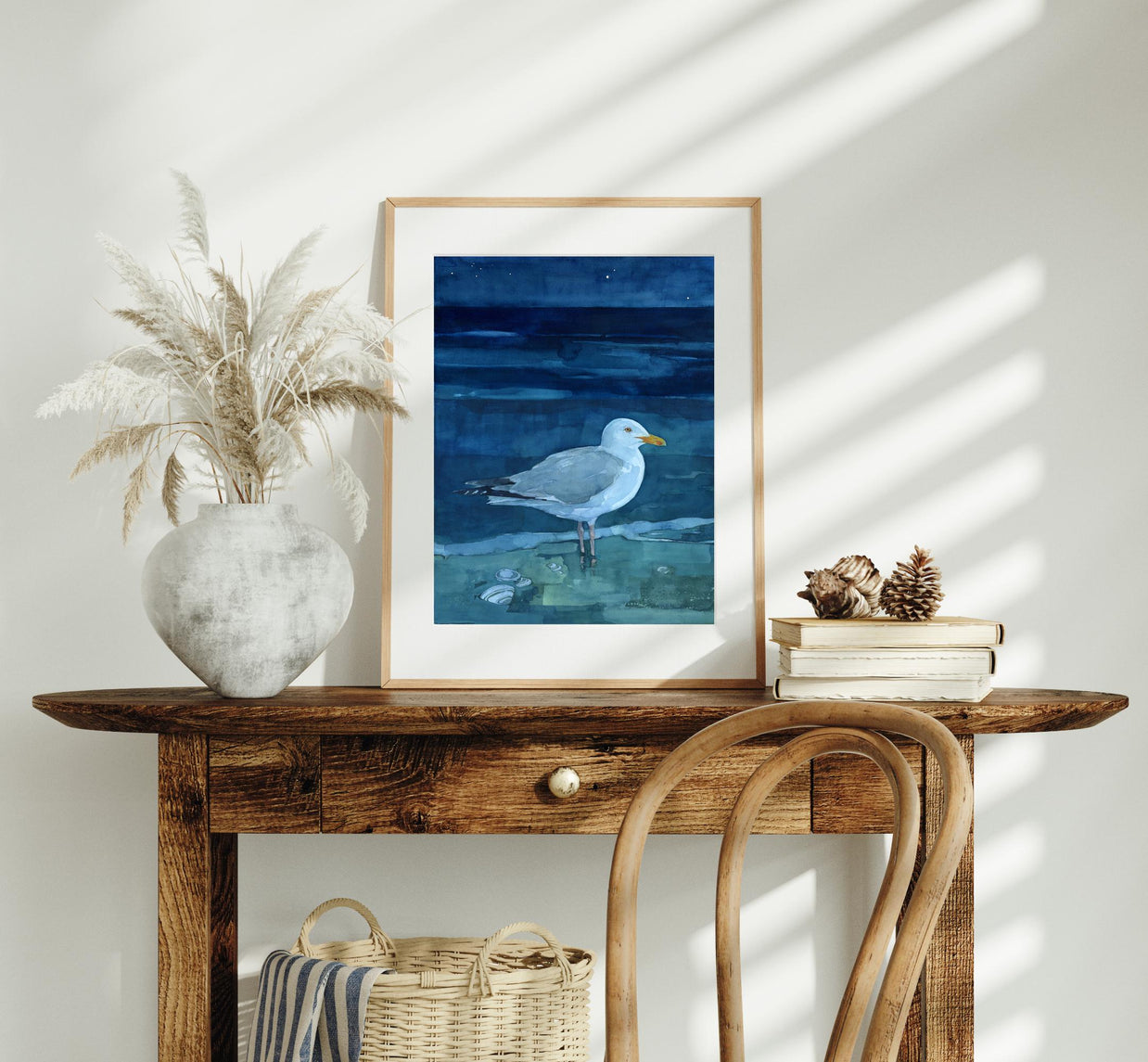 Herring Gull at Night Seascape Print
