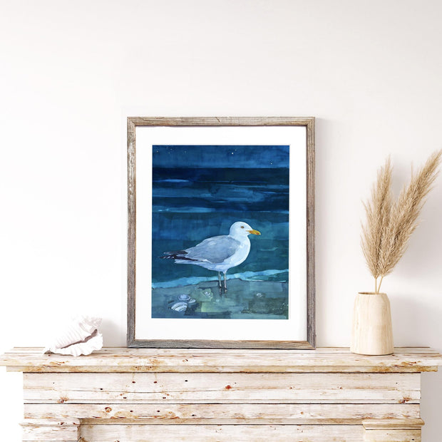 Herring Gull at Night Seascape Print