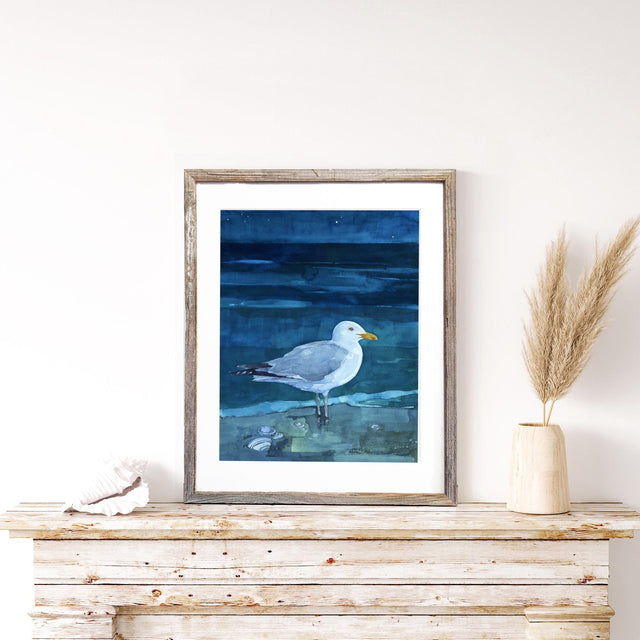 Herring Gull at Night Seascape Print