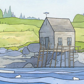 Maine Coast Boathouse Landscape