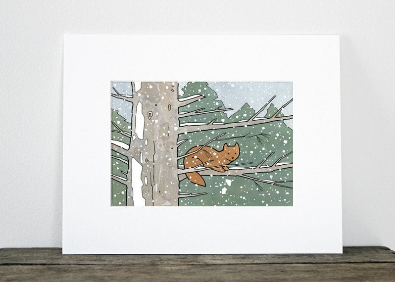 Pine Marten in Snow Print
