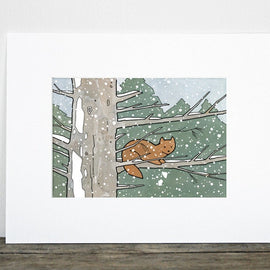Pine Marten in Snow Print