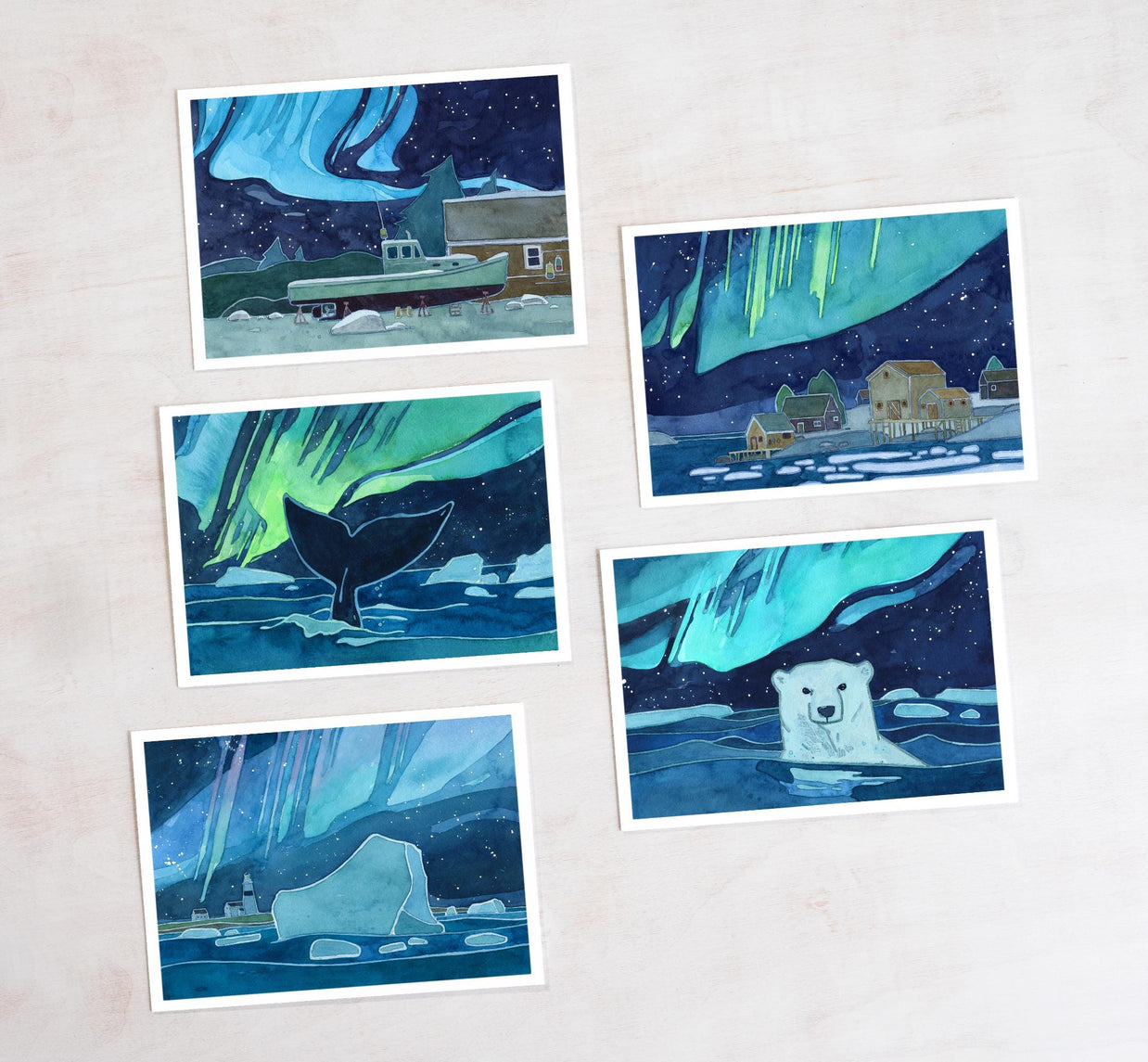 Nautical Northern Lights Christmas Card Set III