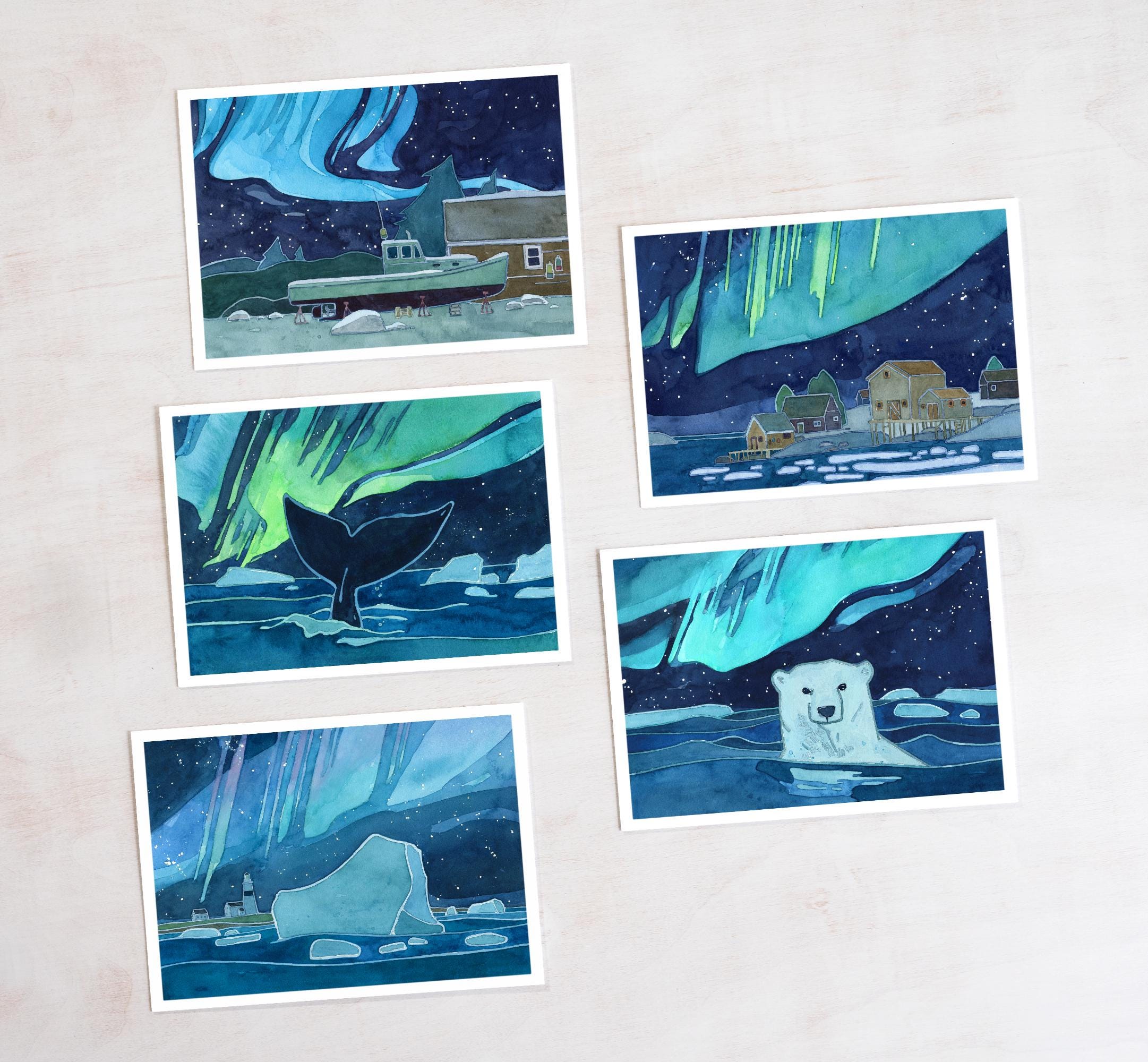 Nautical Northern Lights Christmas Card Set III