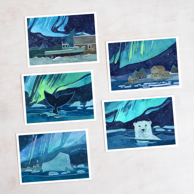 Nautical Northern Lights Christmas Card Set III