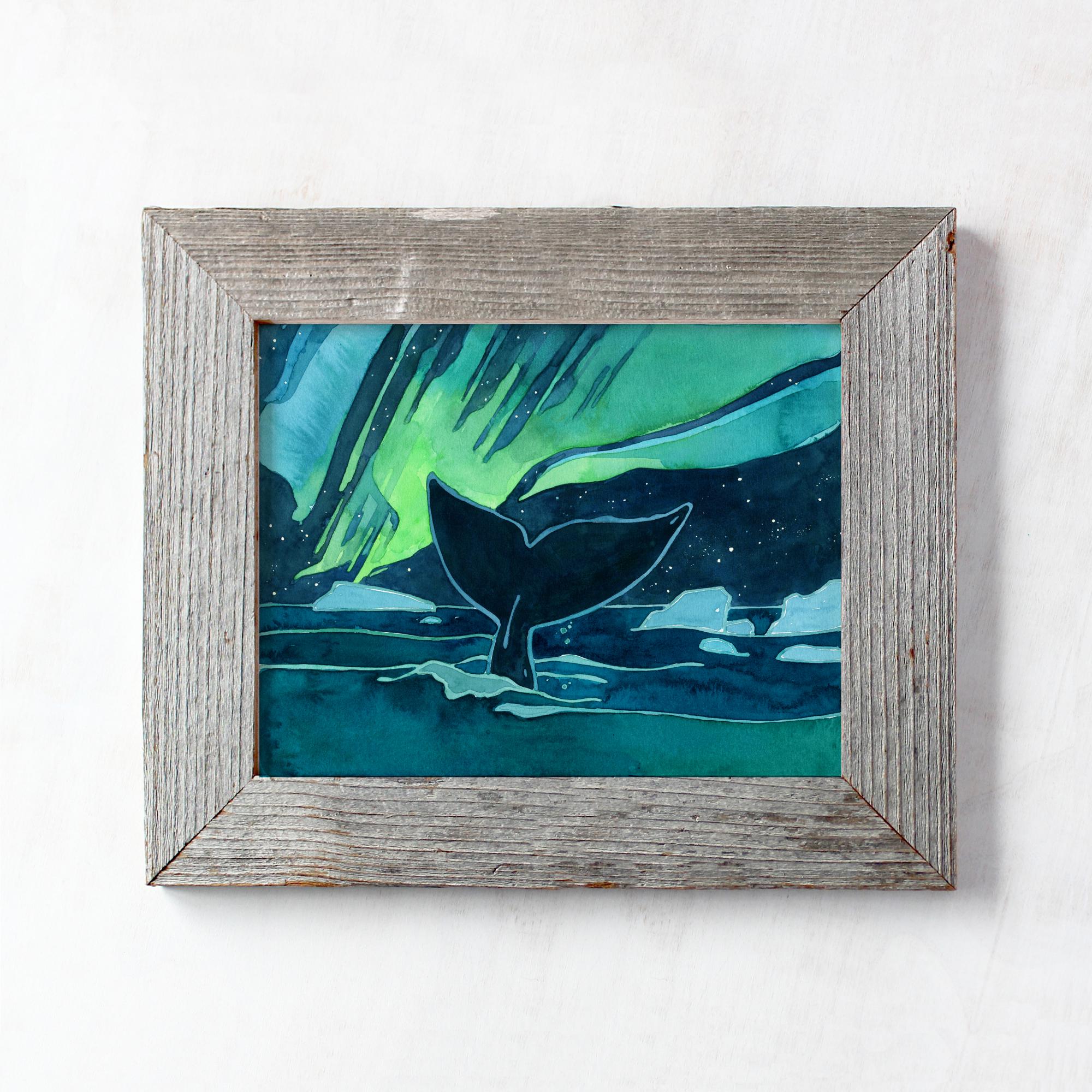 Bowhead Whale Northern Lights Print