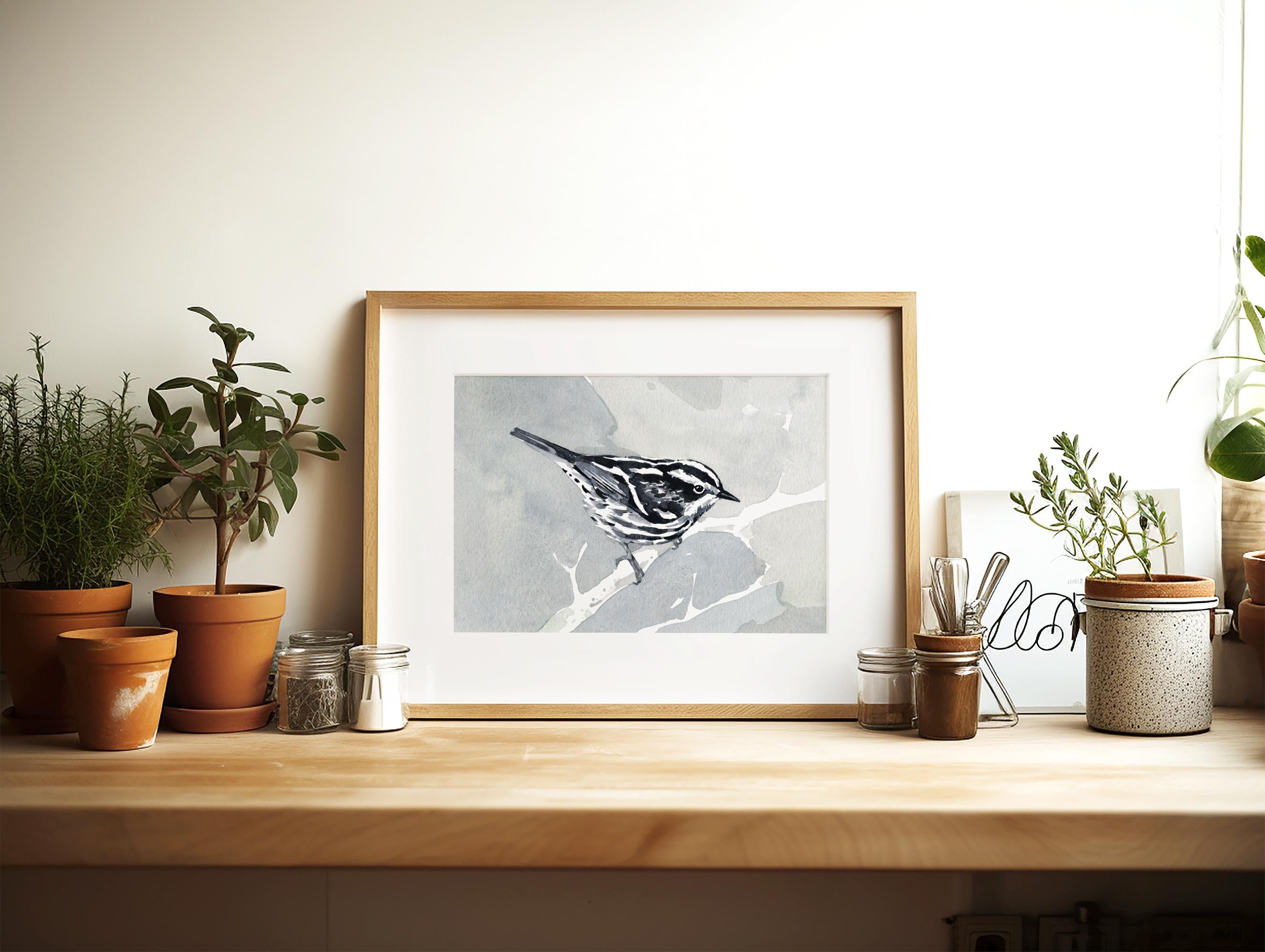 Black and White Warbler Print