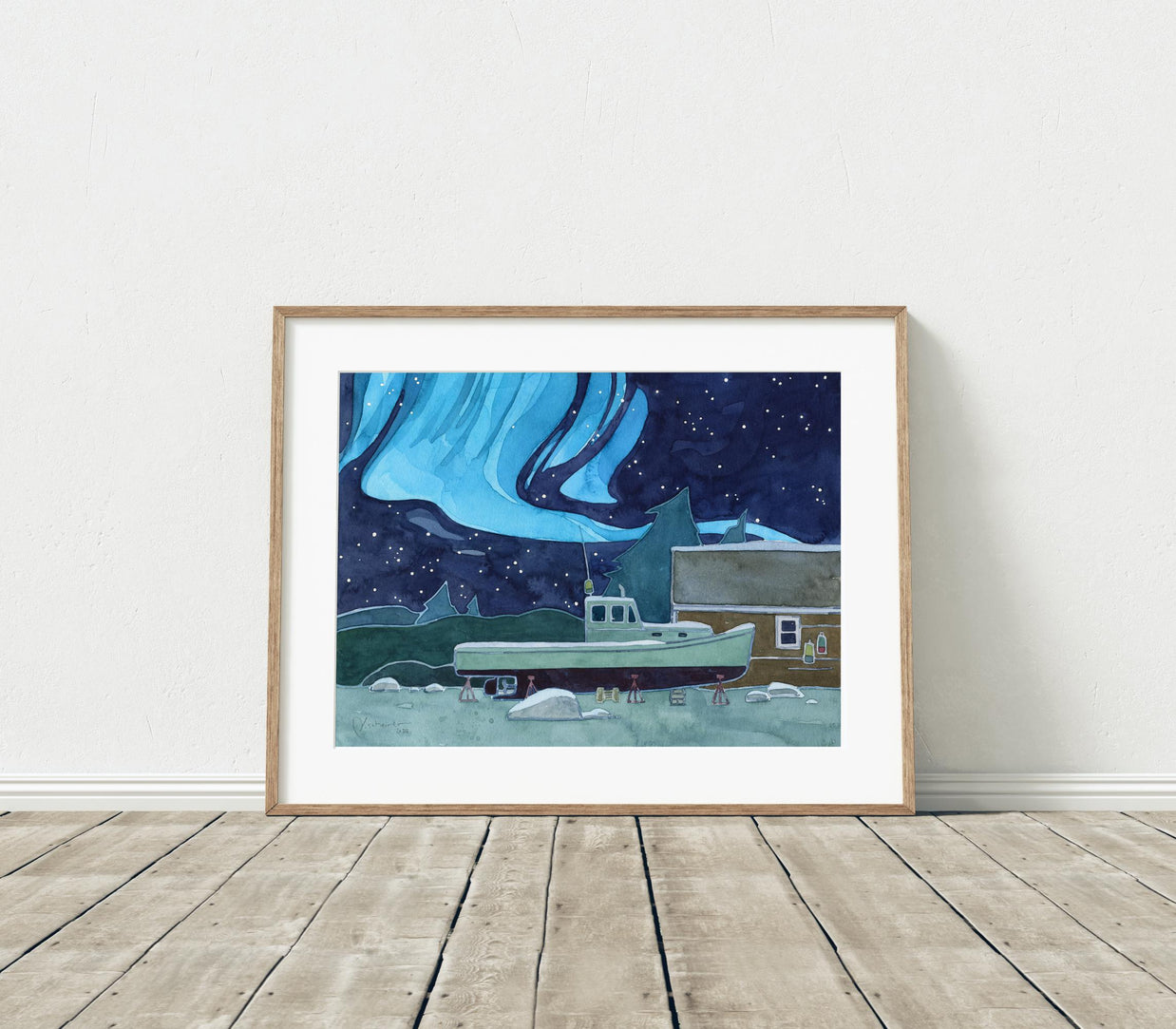 Nautical Boat and Northern Lights Print