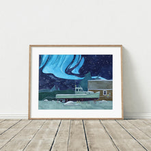 Nautical Boat and Northern Lights Print