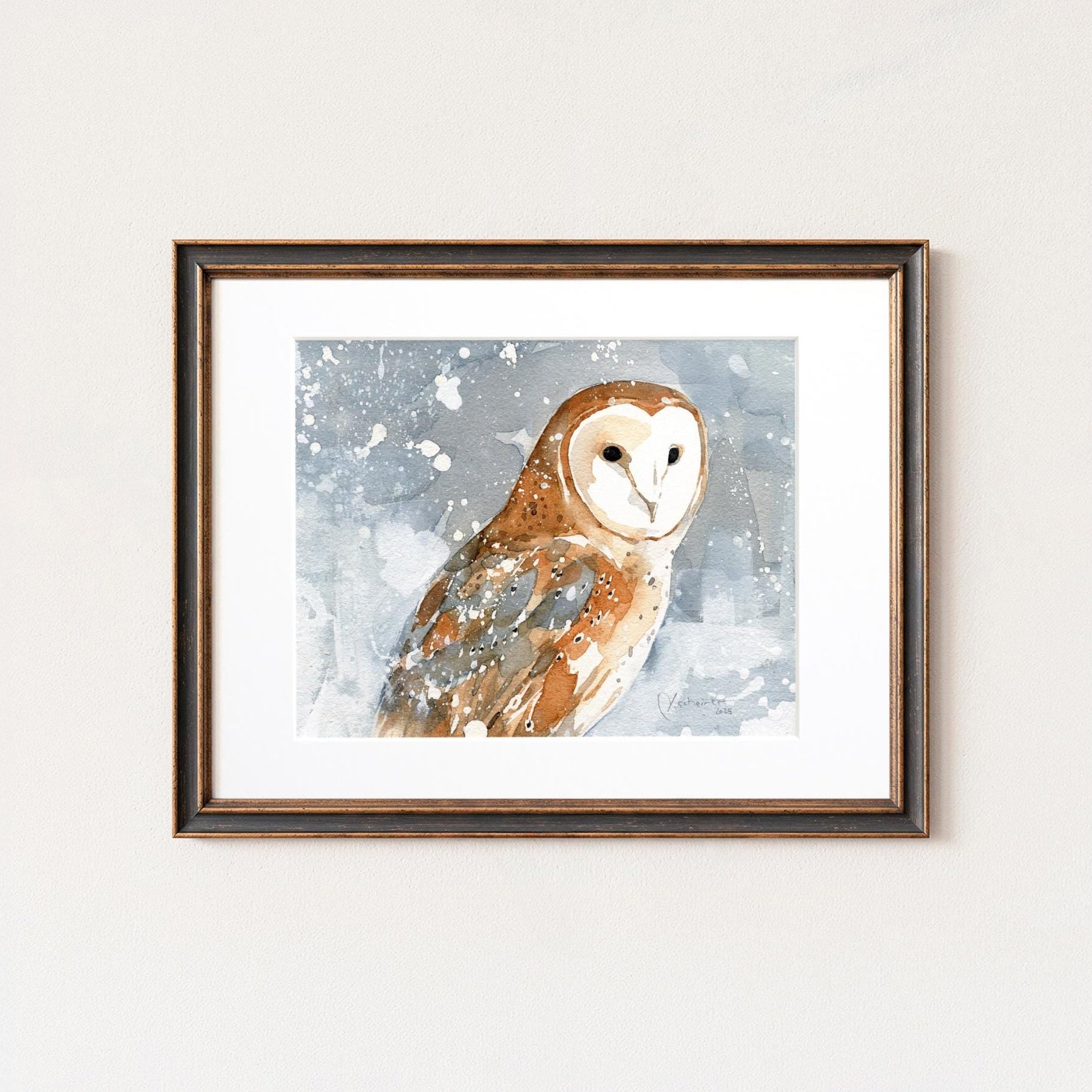 Barn Owl Snowy Print
