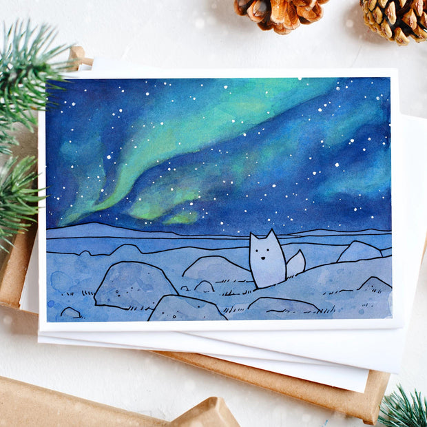 Arctic Fox Northern Lights Card Set