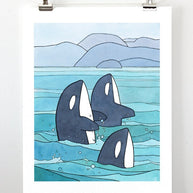 Orcas Spyhopping Print
