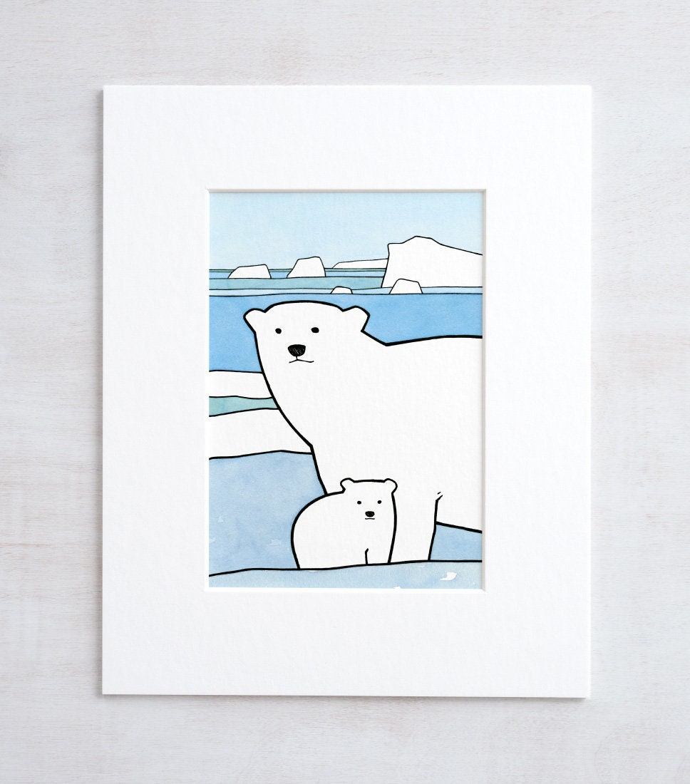 Polar Bear & Cub Print