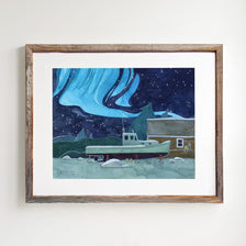 Nautical Boat and Northern Lights Print