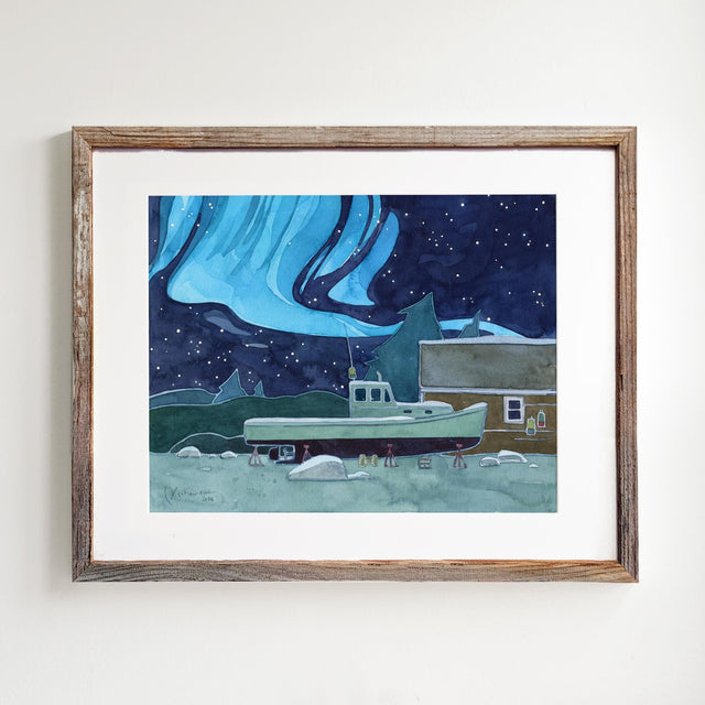 Nautical Boat and Northern Lights Print