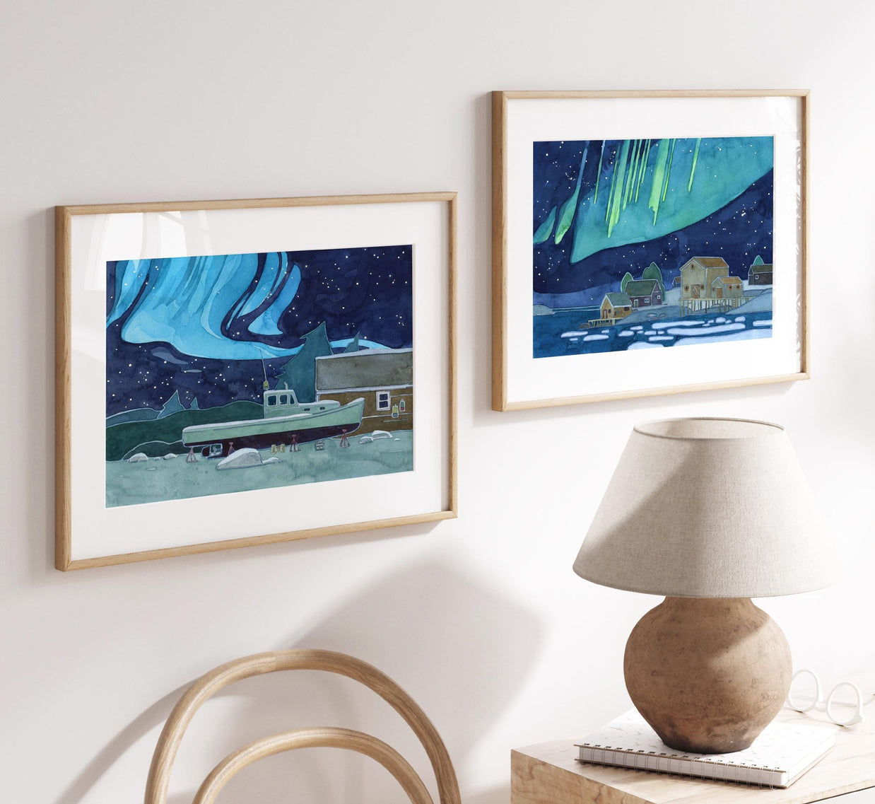Nautical Boat and Northern Lights Print