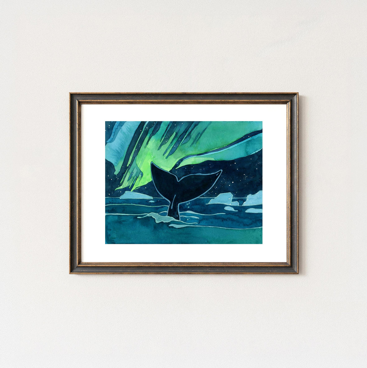 Bowhead Whale Northern Lights Print