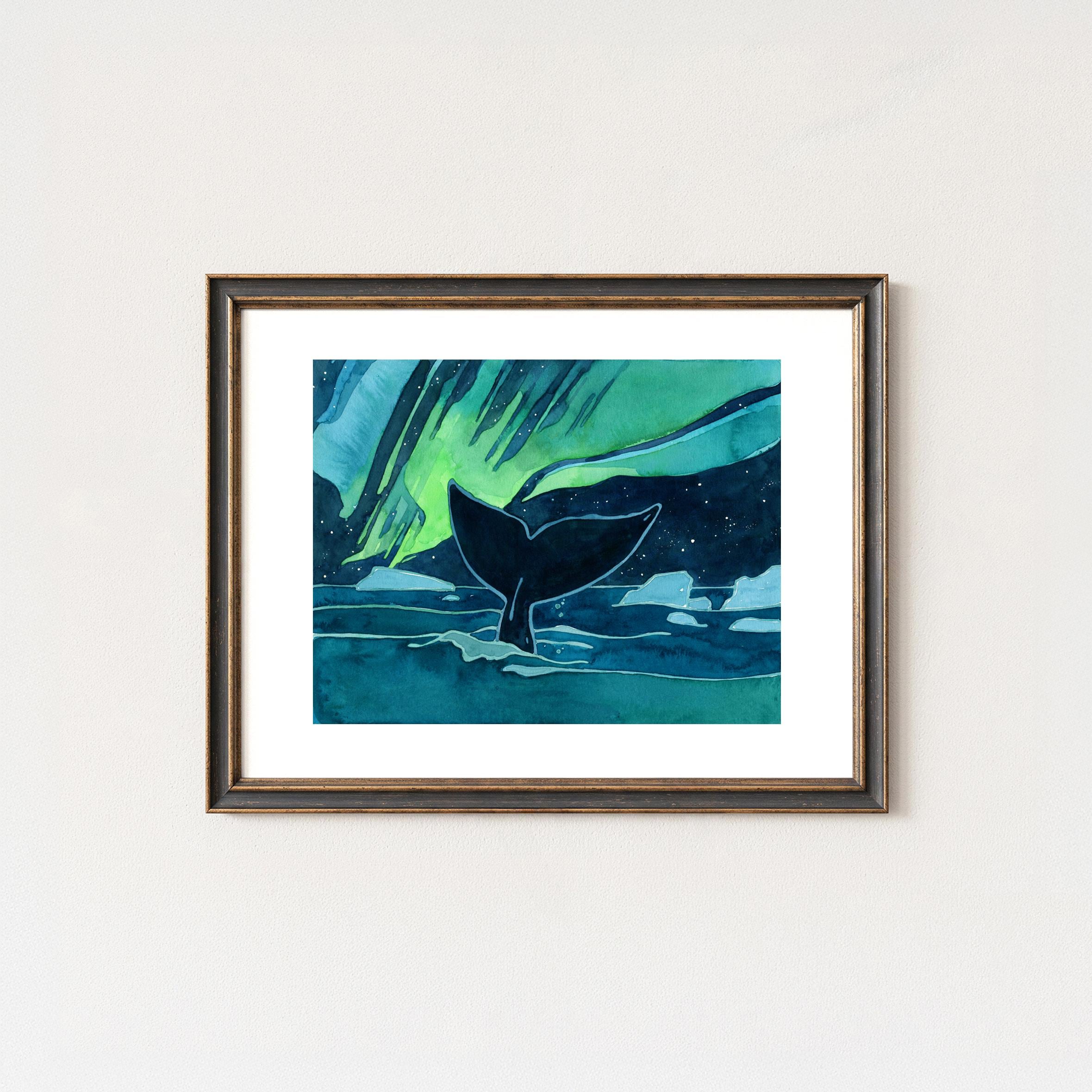 Bowhead Whale Northern Lights Print