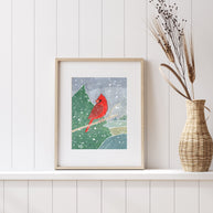 Red Cardinal Snow Print