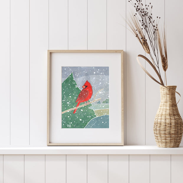 Red Cardinal Snow Print