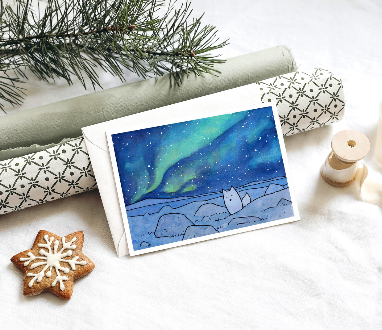 Arctic Fox Northern Lights Card Set